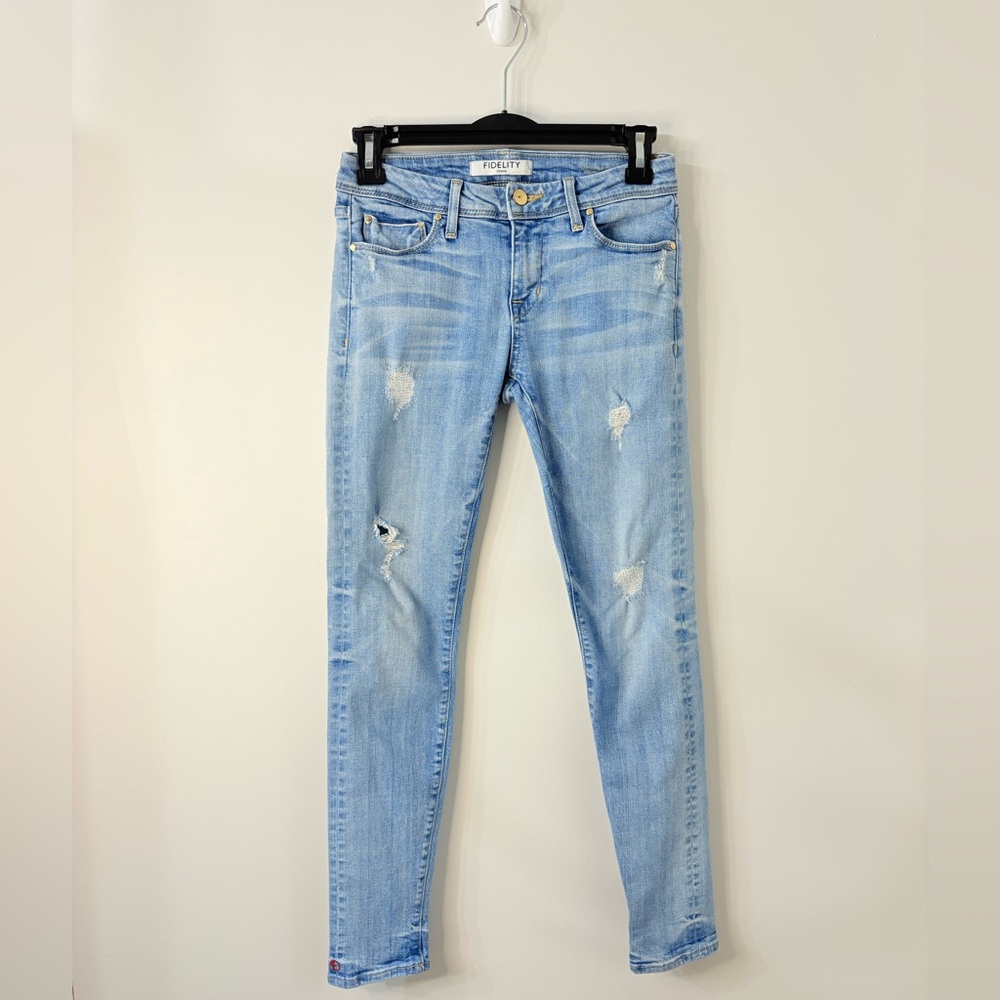 FIDELITY Denim Womens 26 Medium Wash Mila Crop Mid Ankle Slim Distressed Casual
